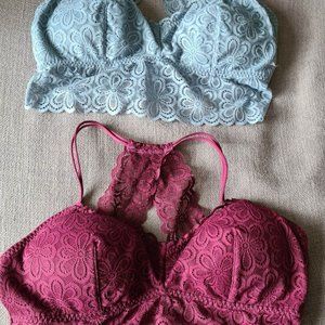 Gilly Hicks lace bralette x2 Blue and Maroon